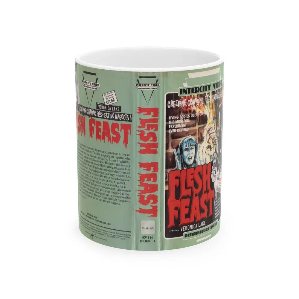 FLESH FEAST INTERCITY VIDEO (VHS COVER) - White Coffee Mug 11oz - Go Mug Yourself