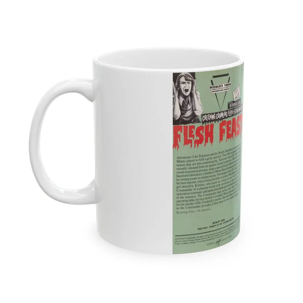FLESH FEAST INTERCITY VIDEO (VHS COVER) - White Coffee Mug - Go Mug Yourself