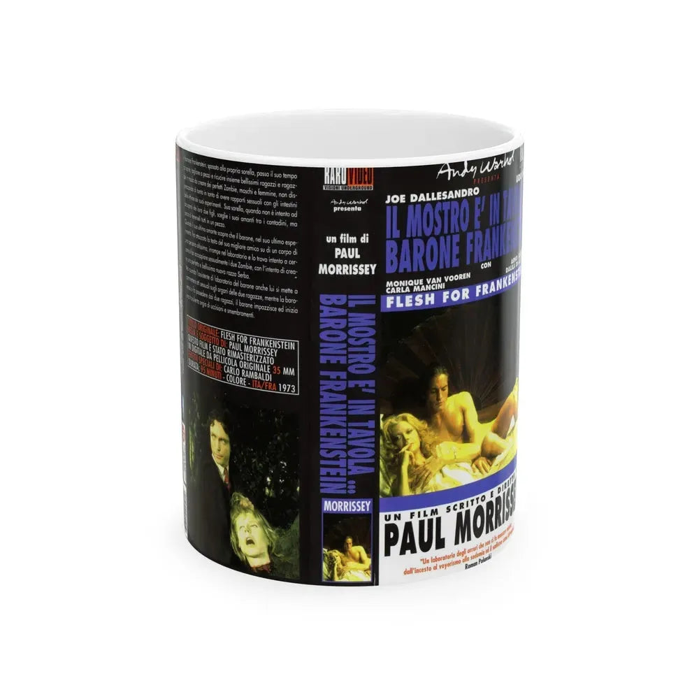 FLESH FOR FRANKENSTEIN (VHS COVER) - White Coffee Mug 11oz - Go Mug Yourself