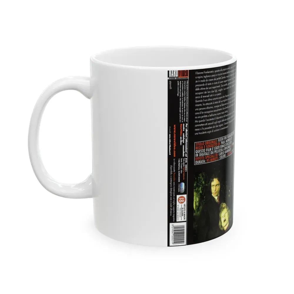 FLESH FOR FRANKENSTEIN (VHS COVER) - White Coffee Mug - Go Mug Yourself