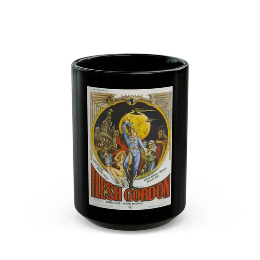 FLESH GORDON (2) 1974 Movie Poster - Black Coffee Mug 15oz - Go Mug Yourself