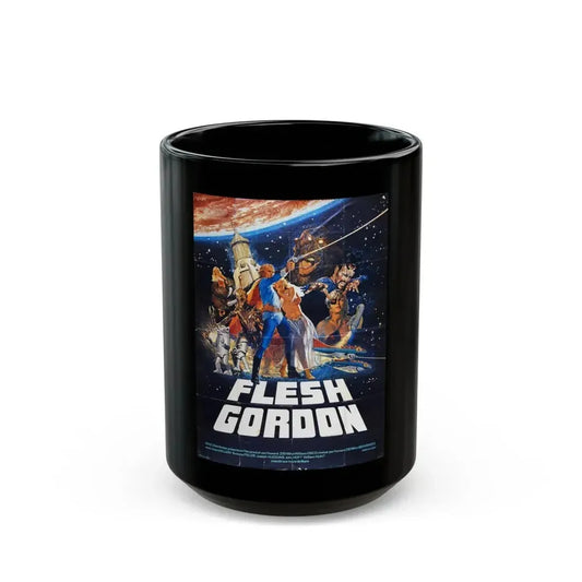 FLESH GORDON (3) 1974 Movie Poster - Black Coffee Mug 15oz - Go Mug Yourself
