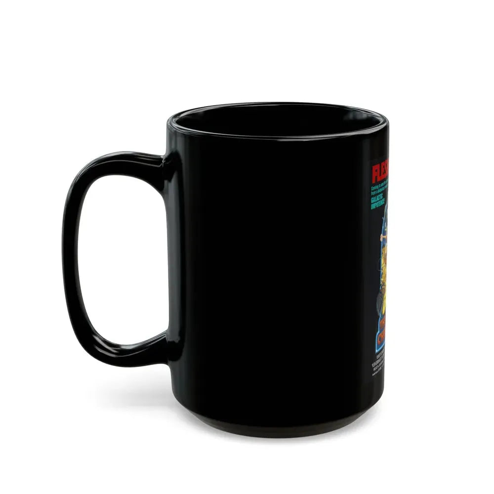 FLESH GORDON MEETS THE COSMIC CHEERLEADERS 1990 Movie Poster - Black Coffee Mug - Go Mug Yourself