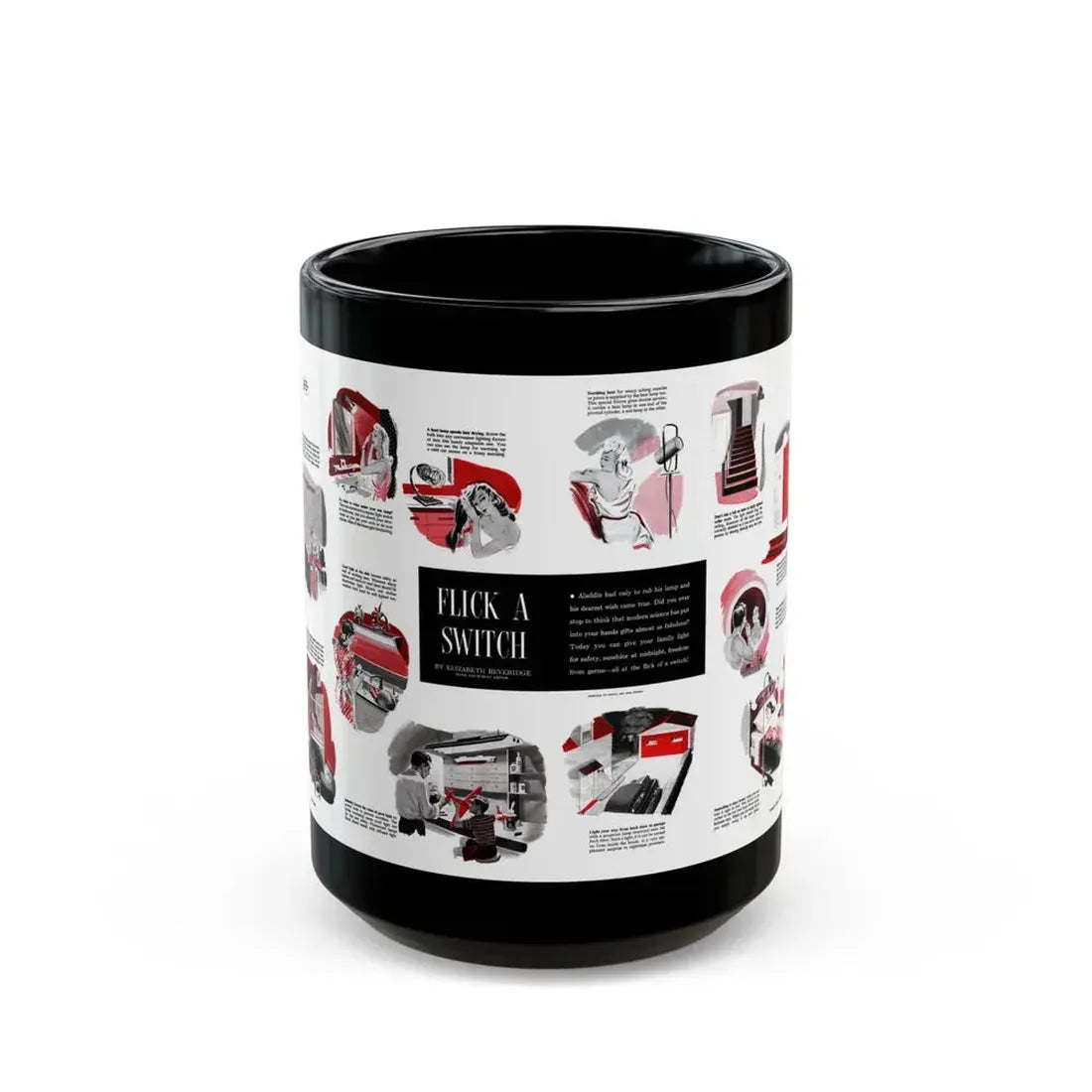 Flick a Switch, Woman's Home Companion, January 1948 - Black Coffee Mug 15oz - Go Mug Yourself