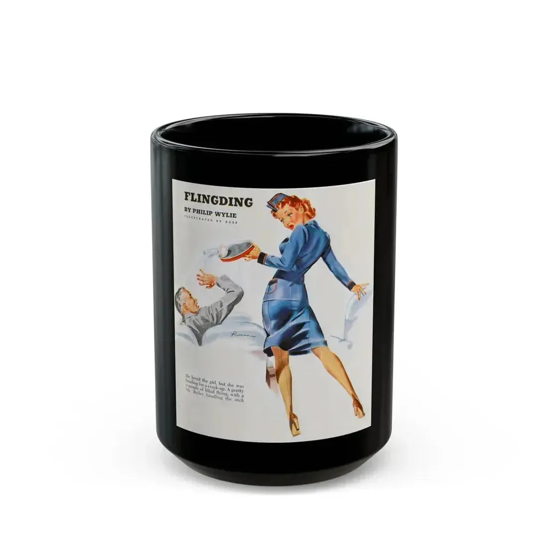 Flingding by Philip Wyle, 1943 - Black Coffee Mug 15oz - Go Mug Yourself