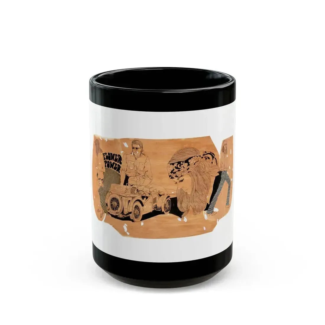 Flower Power, Late 1960s - Black Coffee Mug 15oz - Go Mug Yourself