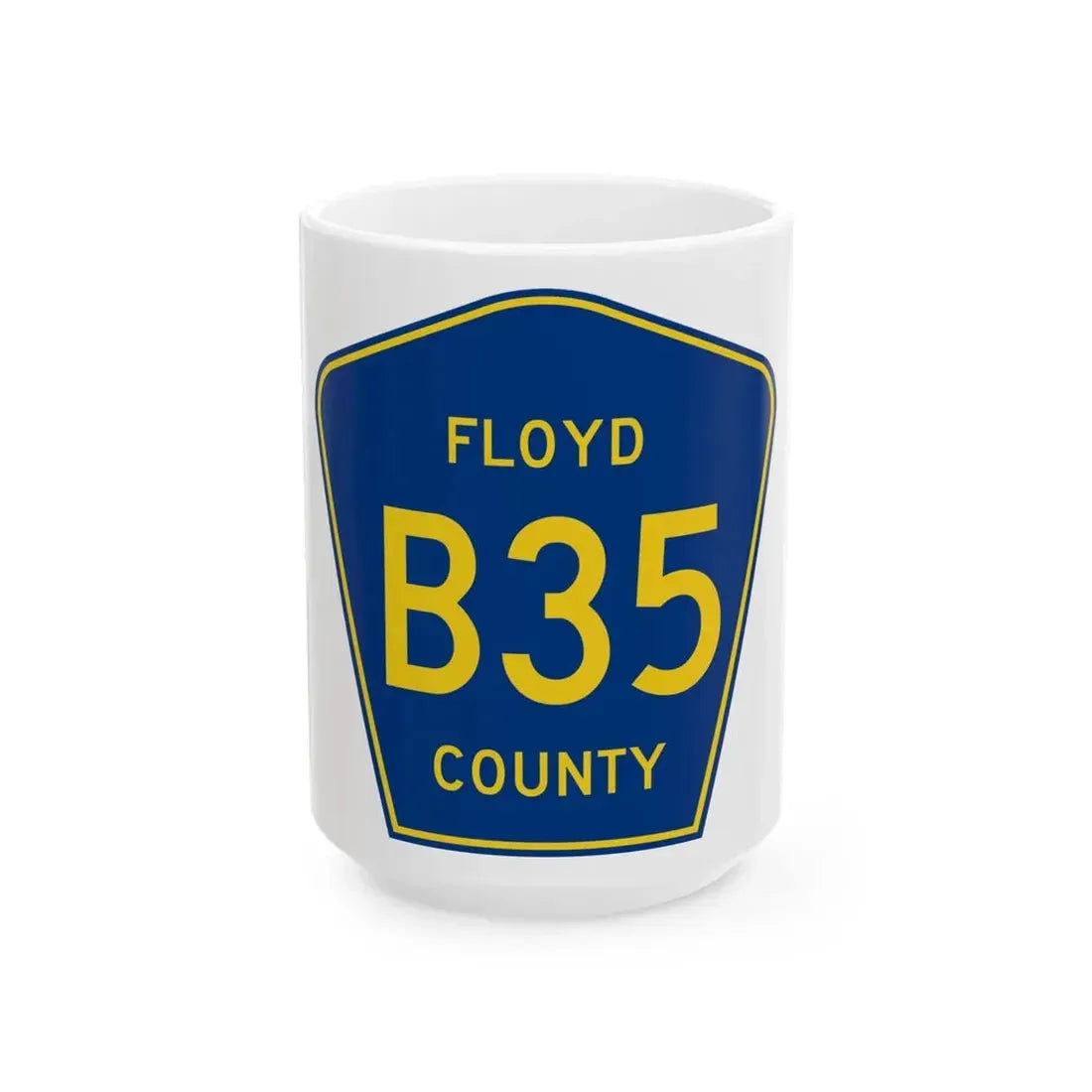 Floyd County B35 IA (Iowa) (Road Sign) White Coffee Mug 15oz - Go Mug Yourself