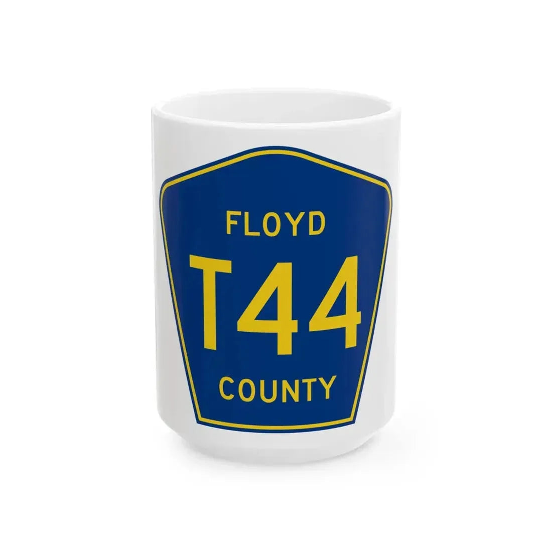 Floyd County Route T44 IA (Iowa) (Road Sign) White Coffee Mug 15oz - Go Mug Yourself