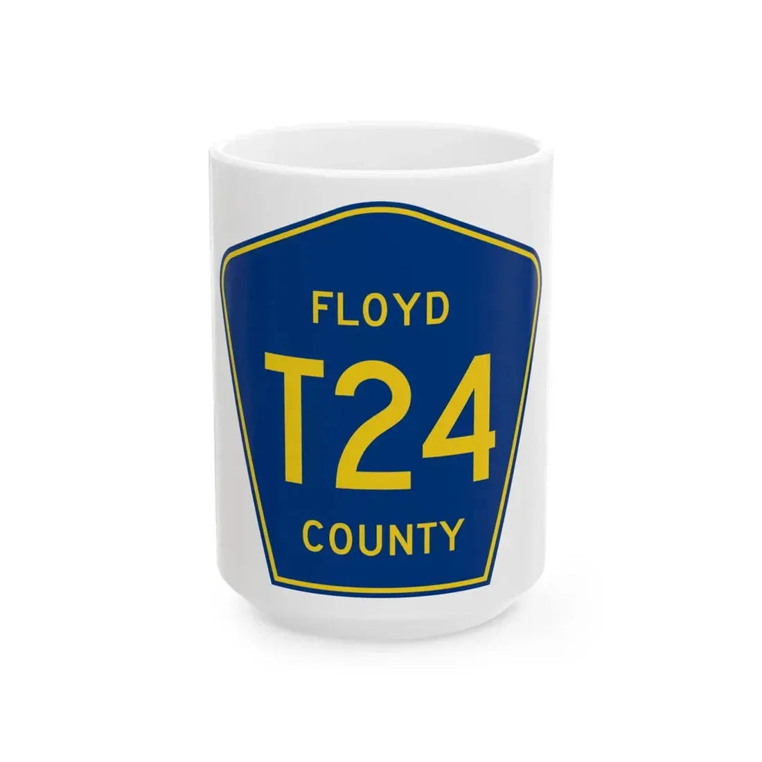 Floyd County T24 IA (Iowa) (Road Sign) White Coffee Mug 15oz - Go Mug Yourself