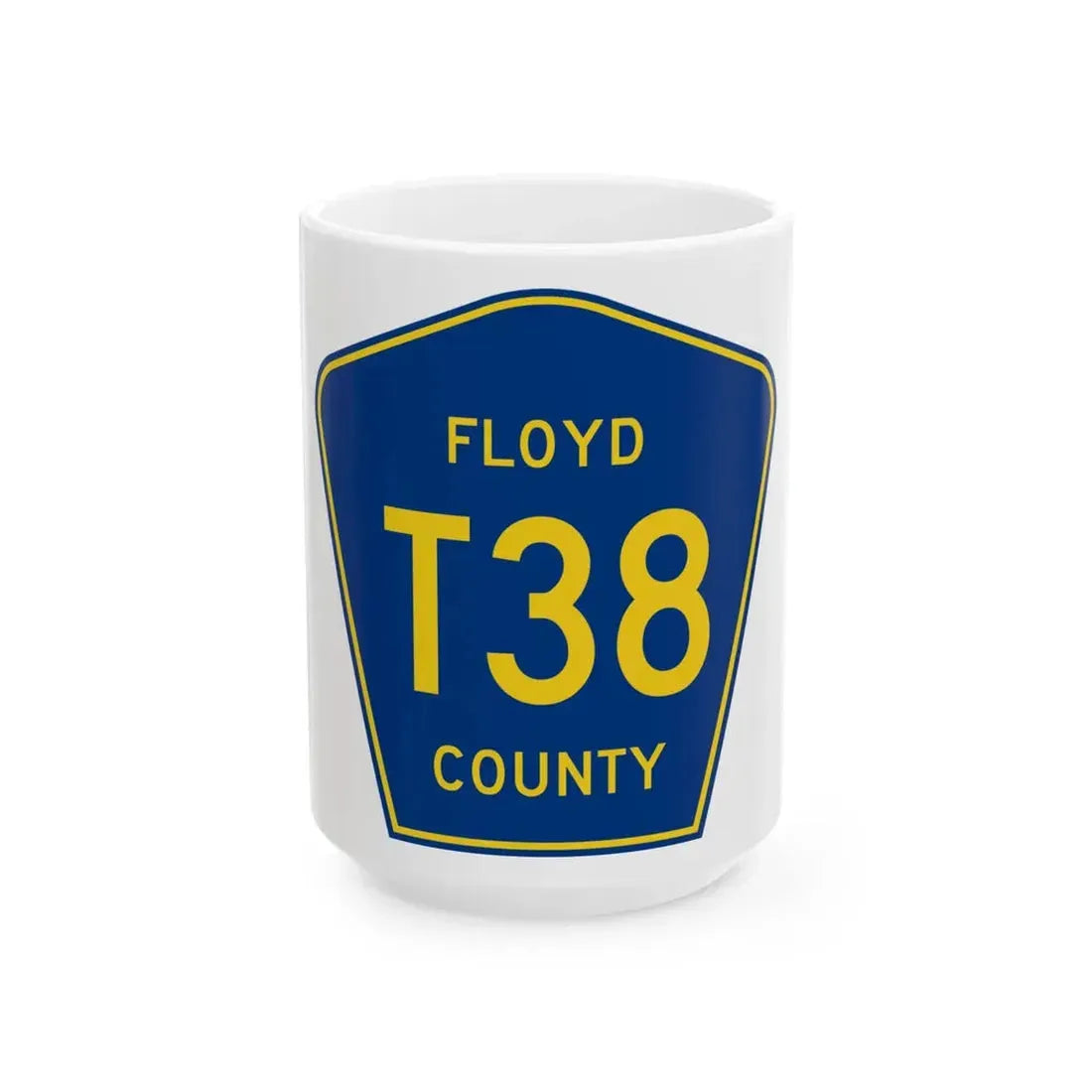 Floyd County T38 IA (Iowa) (Road Sign) White Coffee Mug 15oz - Go Mug Yourself
