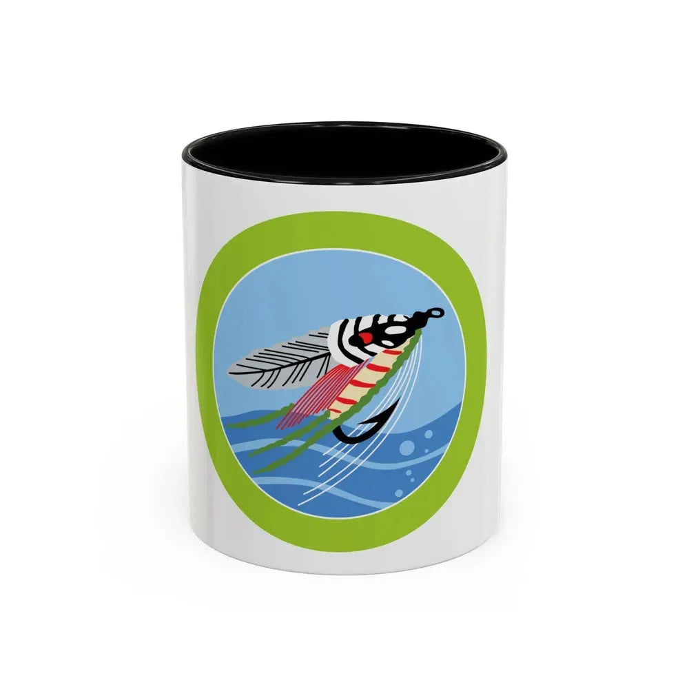 Fly Fishing (Boy Scout Merit Badge) Accent Coffee Mug 11oz Black - Go Mug Yourself