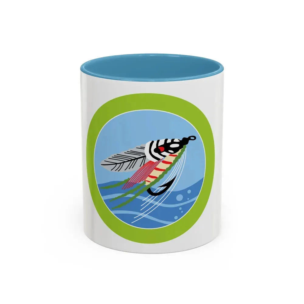 Fly Fishing (Boy Scout Merit Badge) Accent Coffee Mug 11oz Light Blue - Go Mug Yourself