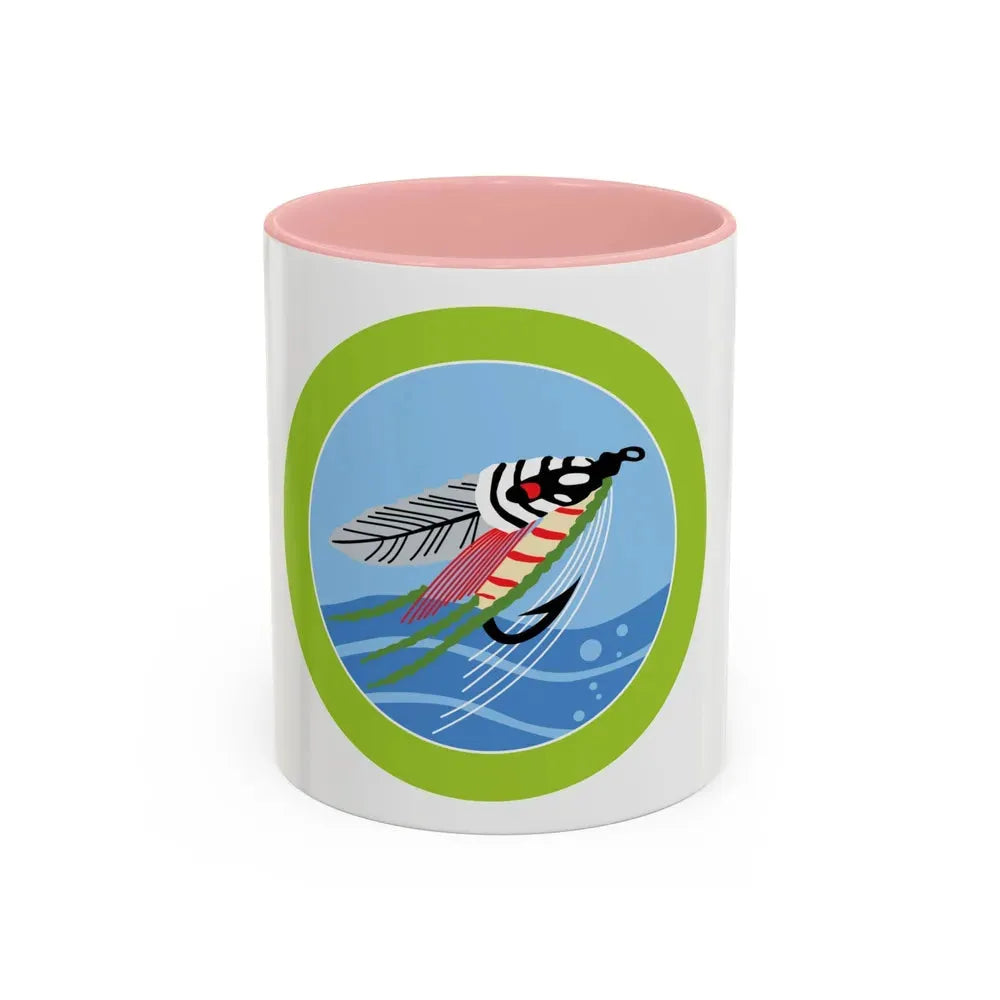 Fly Fishing (Boy Scout Merit Badge) Accent Coffee Mug 11oz Pink - Go Mug Yourself