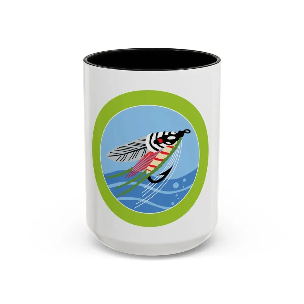 Fly Fishing (Boy Scout Merit Badge) Accent Coffee Mug 15oz Black - Go Mug Yourself
