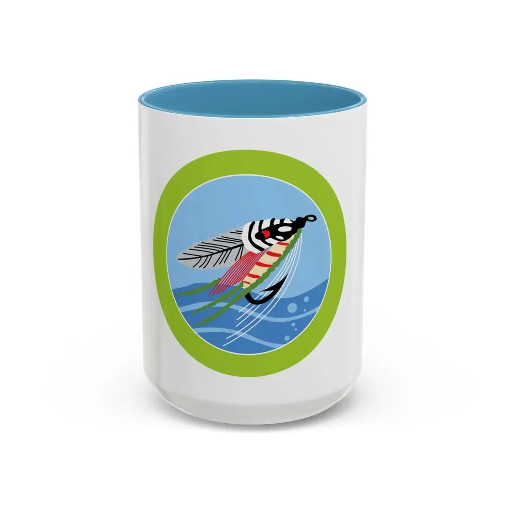 Fly Fishing (Boy Scout Merit Badge) Accent Coffee Mug 15oz Light Blue - Go Mug Yourself
