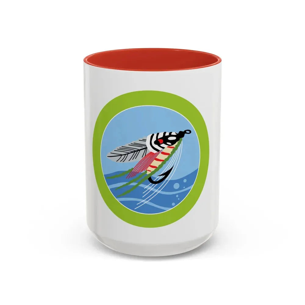 Fly Fishing (Boy Scout Merit Badge) Accent Coffee Mug 15oz Red - Go Mug Yourself