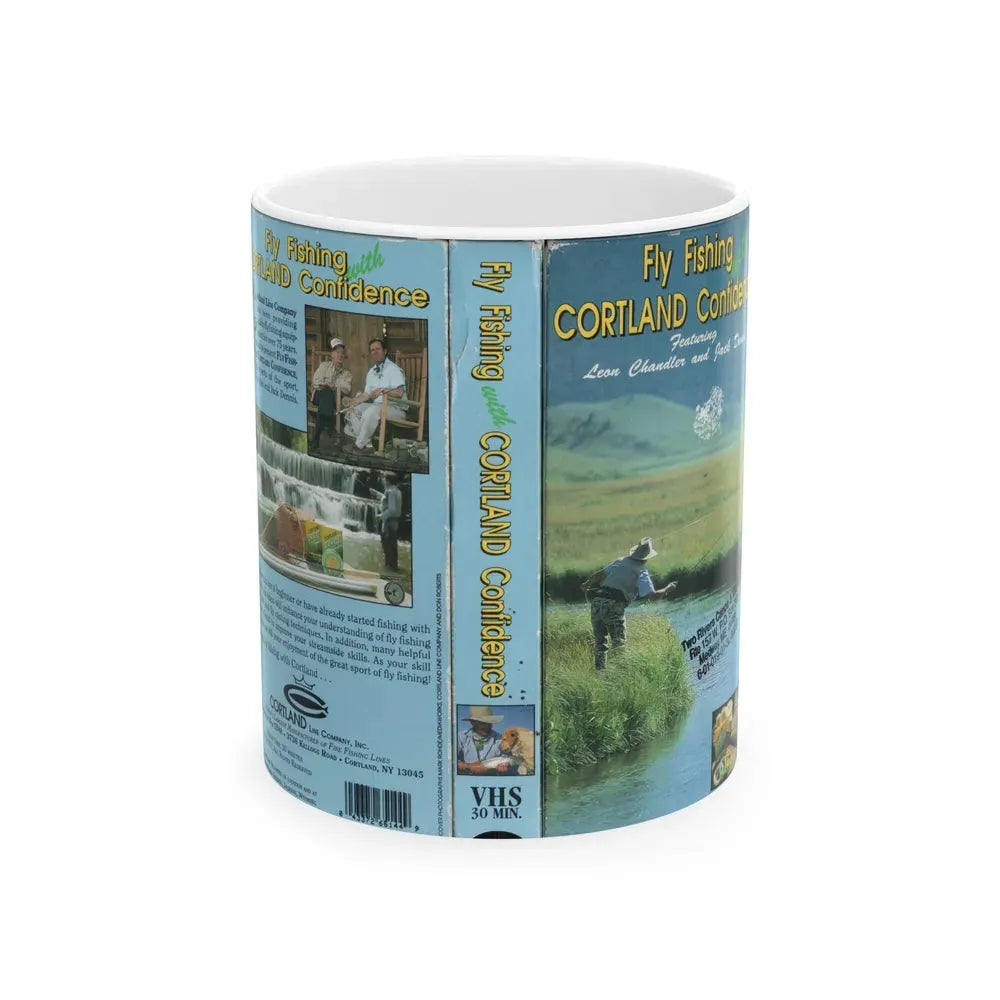 FLY FISHING WITH CORTLAND CONFIDENCE (VHS COVER) - White Coffee Mug 11oz - Go Mug Yourself