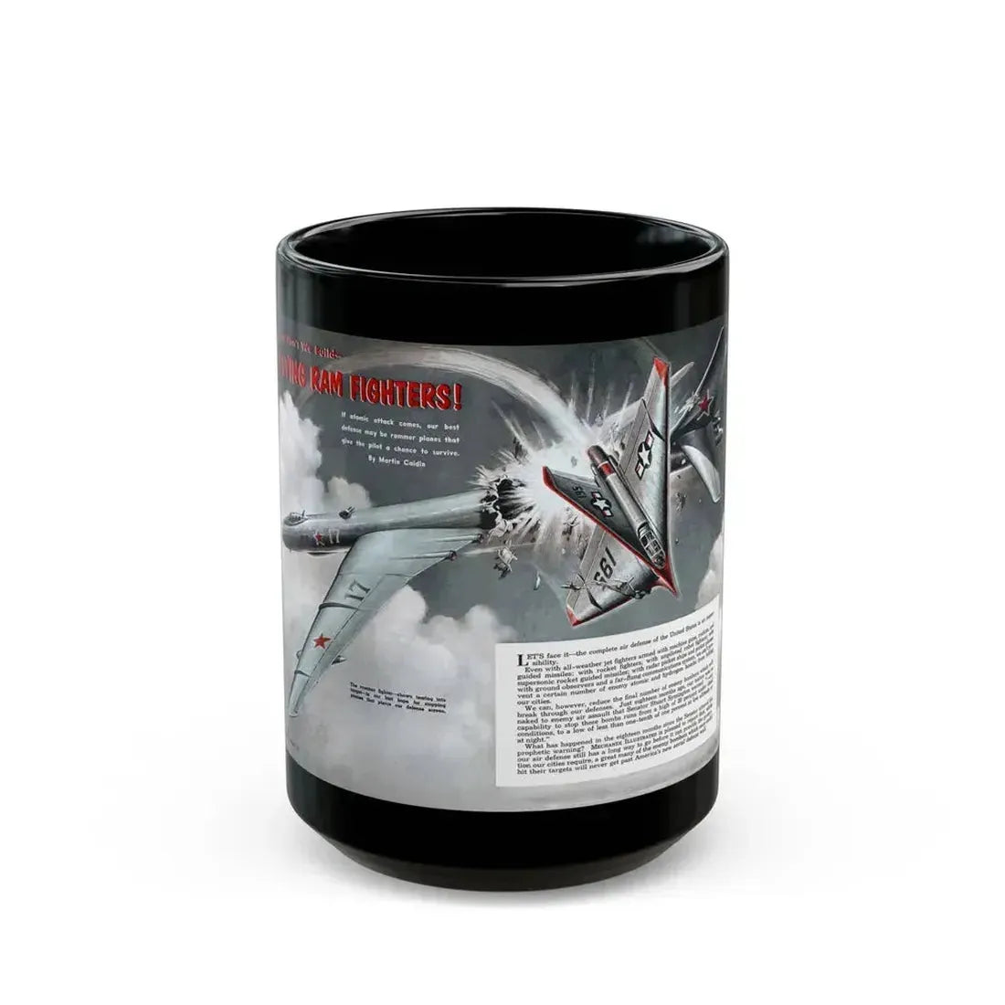 Flying Ram Fighters, 1954 - Black Coffee Mug 15oz - Go Mug Yourself