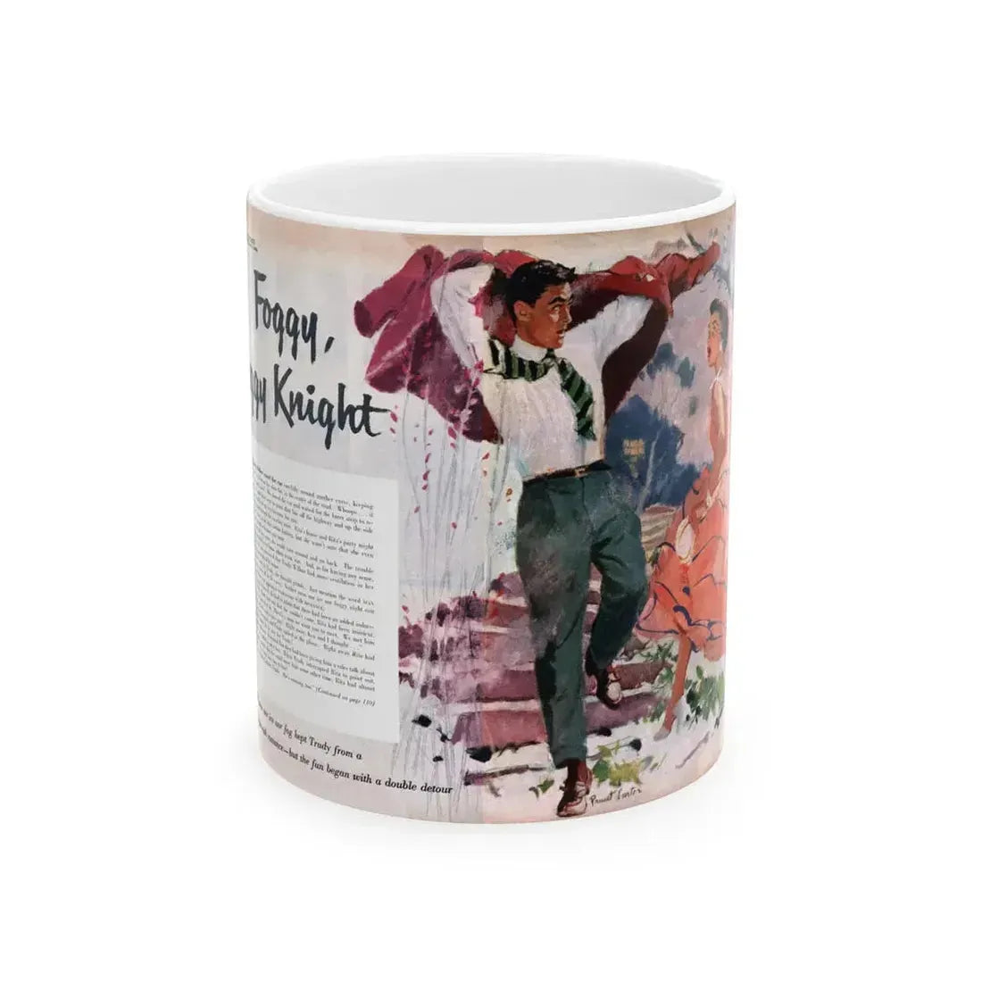 Foggy Foggy Knight, Redbook, November 1954 - White Coffee Mug 11oz - Go Mug Yourself