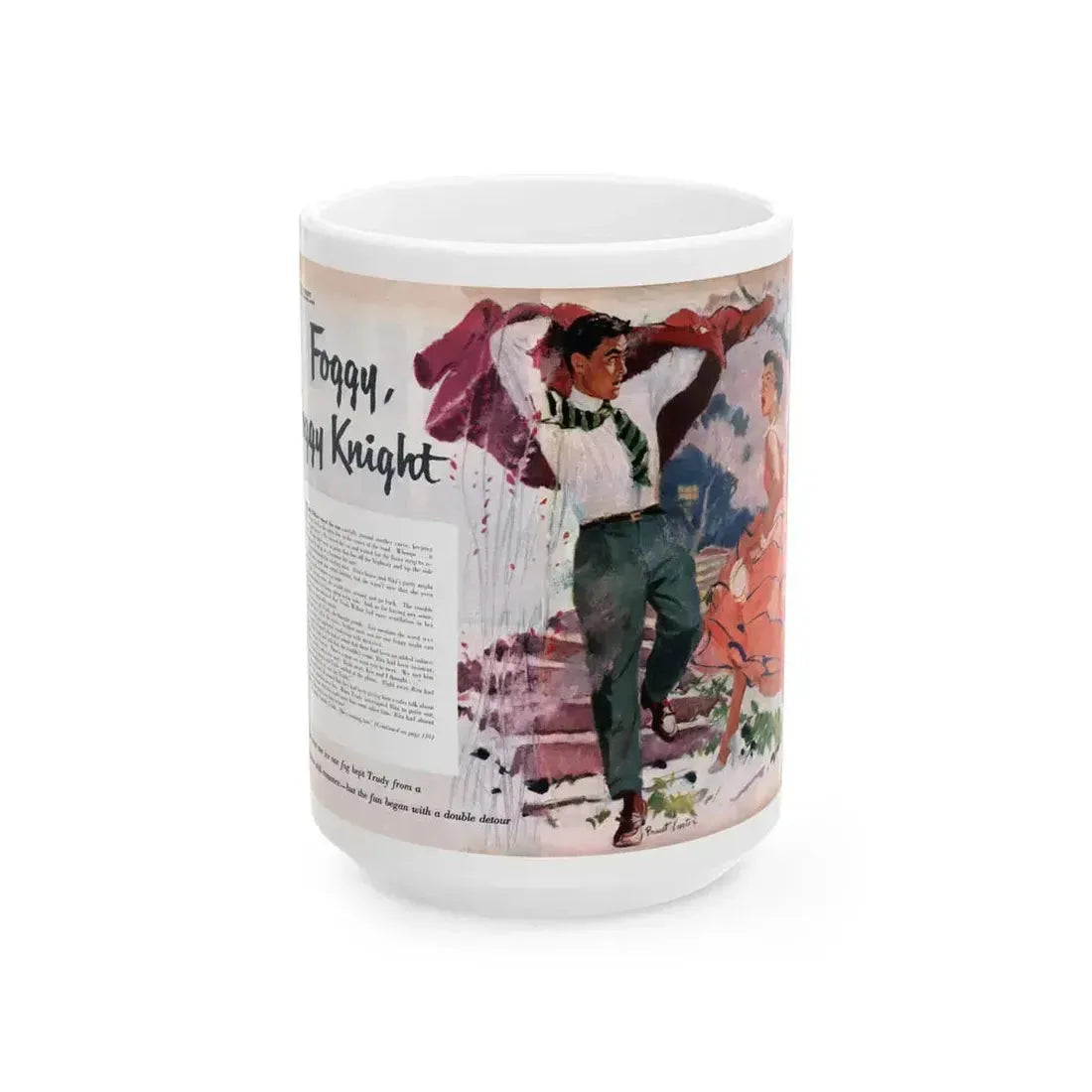 Foggy Foggy Knight, Redbook, November 1954 - White Coffee Mug 15oz - Go Mug Yourself