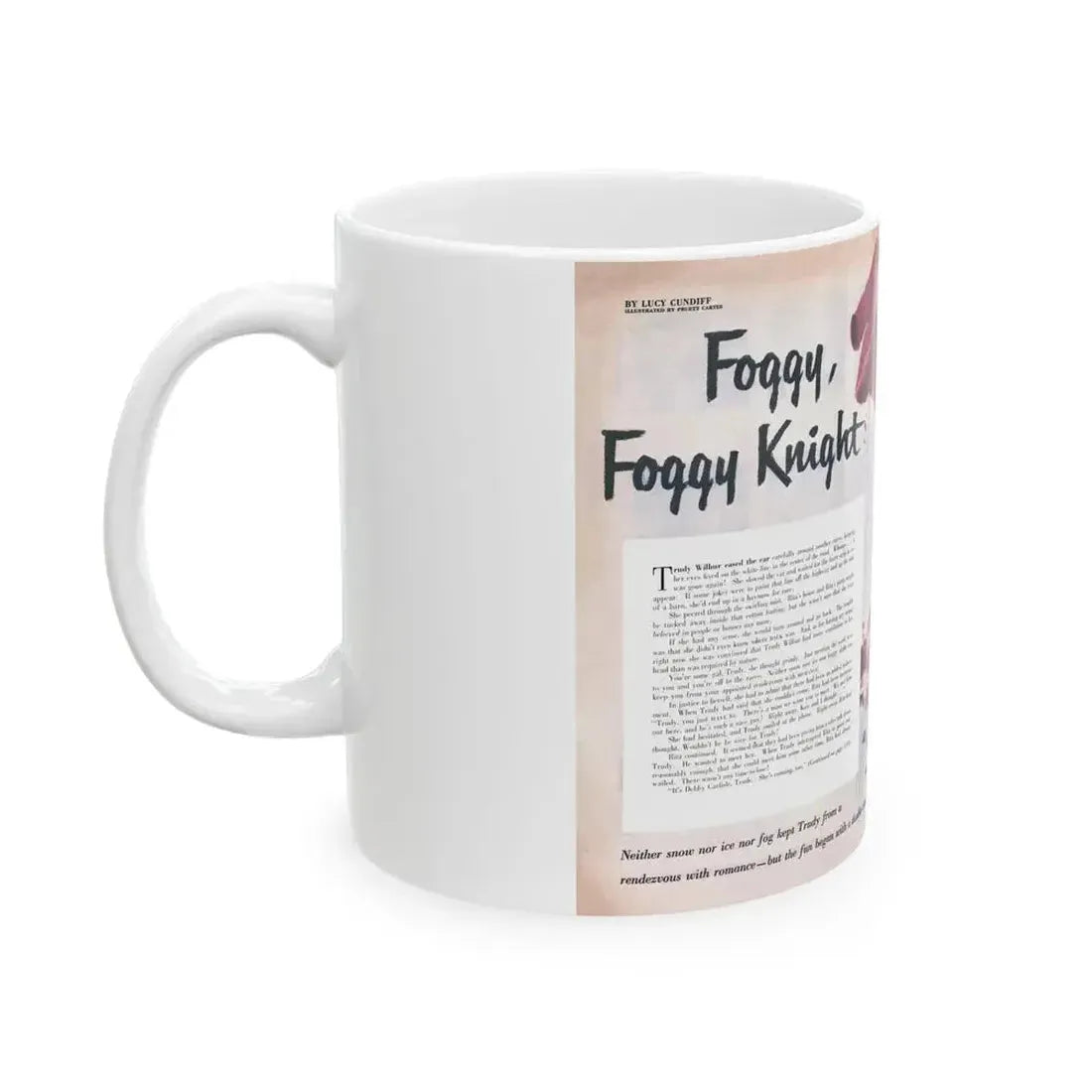Foggy Foggy Knight, Redbook, November 1954 - White Coffee Mug - Go Mug Yourself