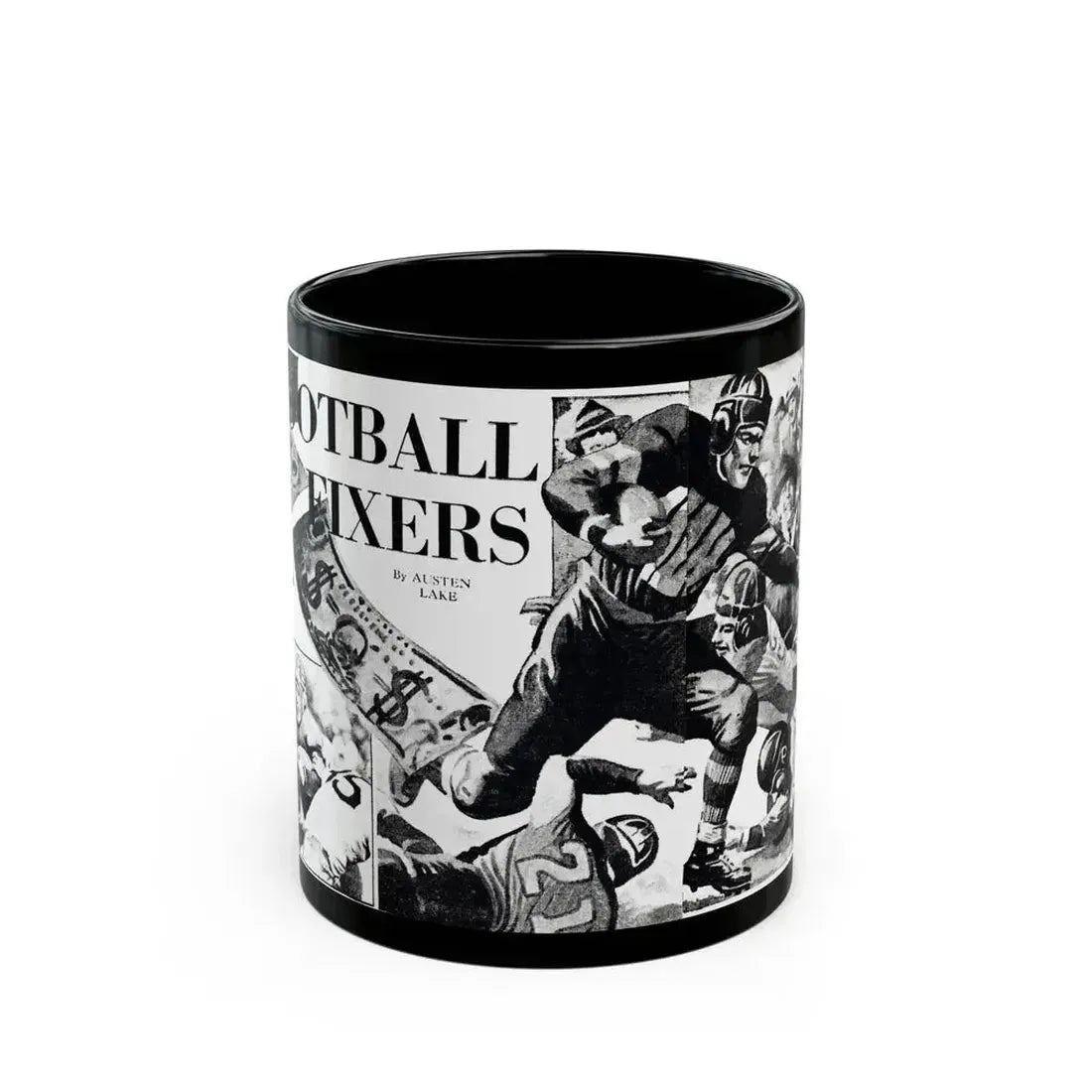 Football Fixers, Sensation magazine, November 1939 - Black Coffee Mug 11oz - Go Mug Yourself
