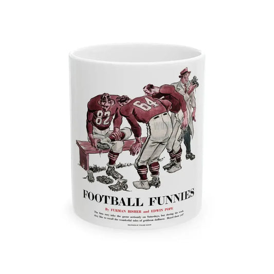 Football Funnies, Collier's, October 4, 1952 - White Coffee Mug 11oz - Go Mug Yourself