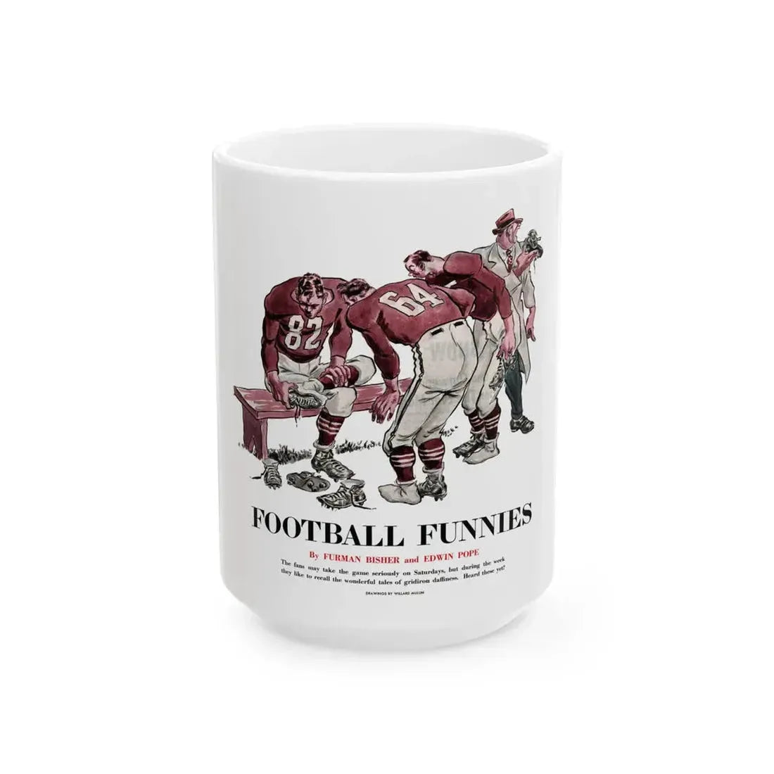 Football Funnies, Collier's, October 4, 1952 - White Coffee Mug 15oz - Go Mug Yourself