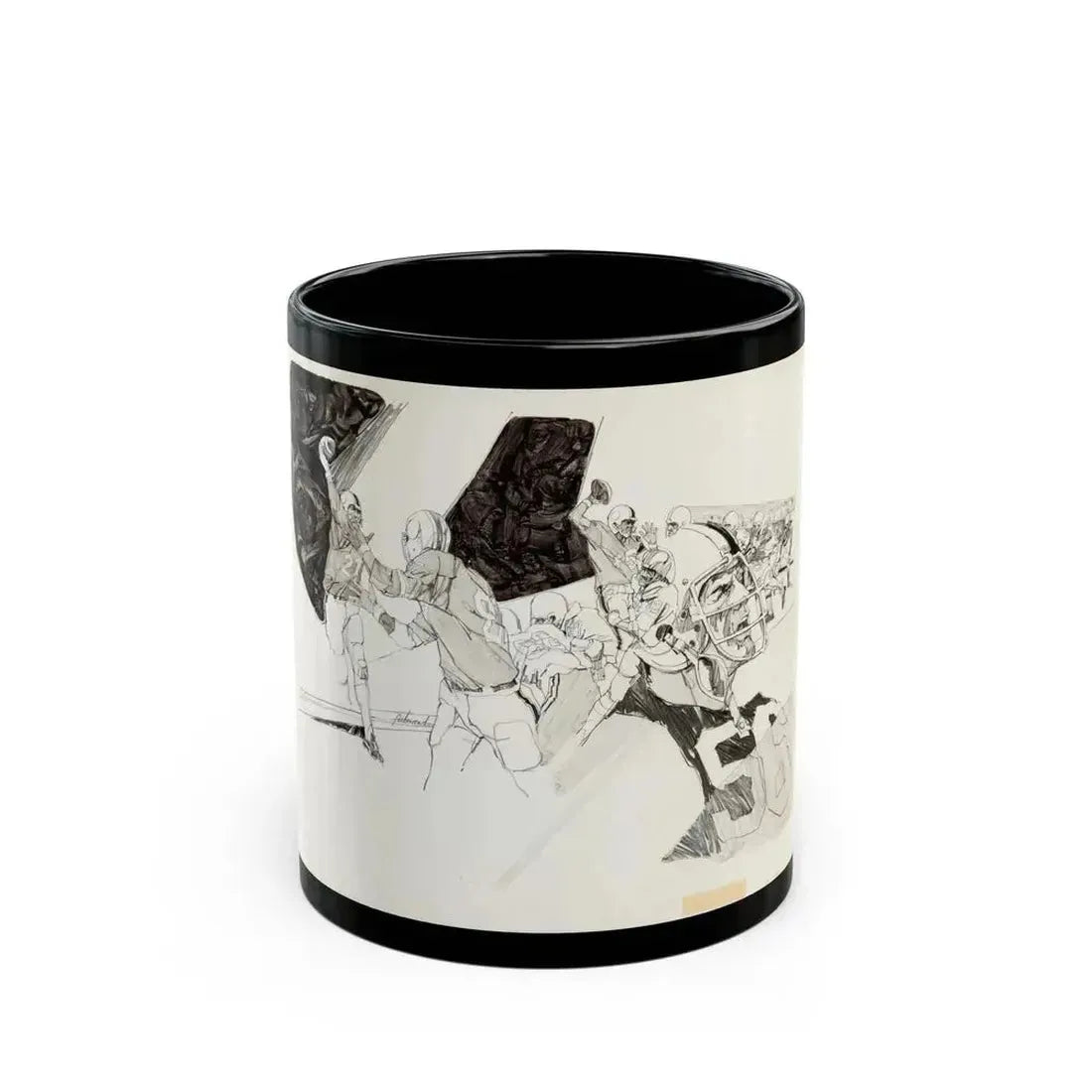 Football Montages Scetch - Black Coffee Mug 11oz - Go Mug Yourself