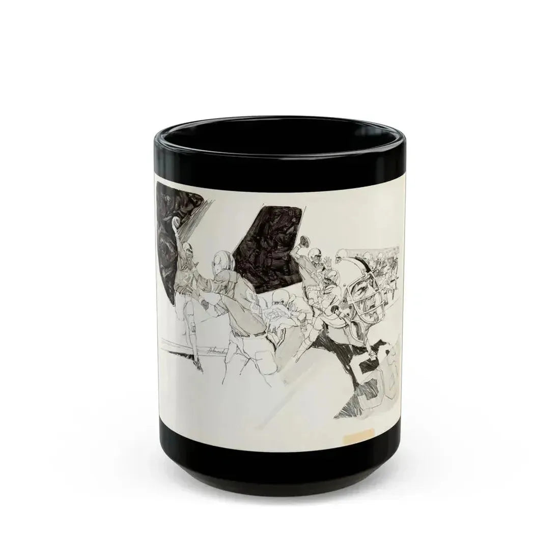 Football Montages Scetch - Black Coffee Mug 15oz - Go Mug Yourself