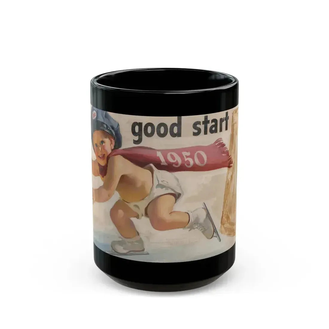 For a Good Start, Esso Oil advertisement, 1950 - Black Coffee Mug 15oz - Go Mug Yourself