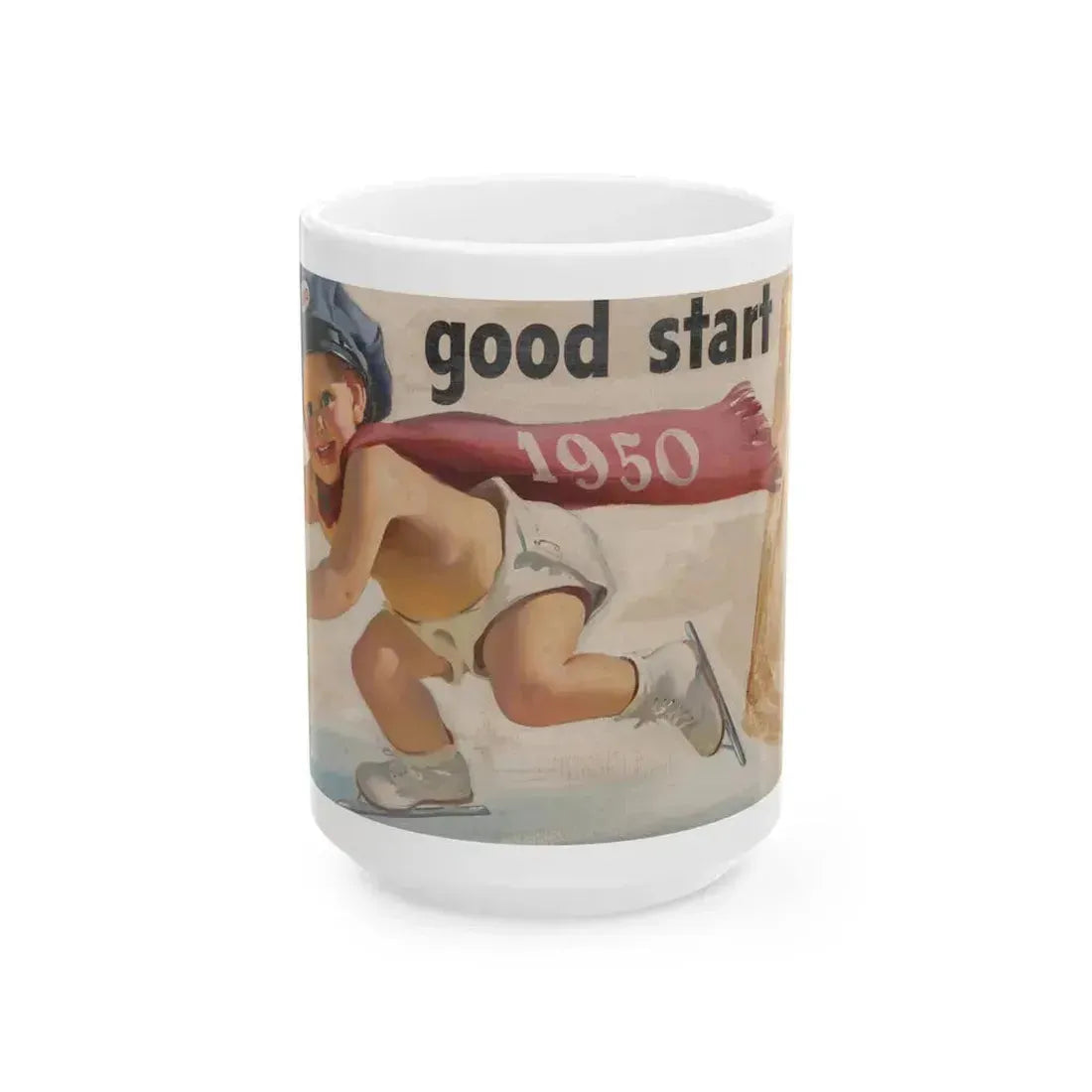 For a Good Start, Esso Oil advertisement, 1950 - White Coffee Mug 15oz - Go Mug Yourself