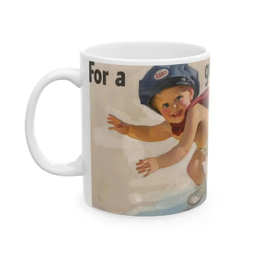 For a Good Start, Esso Oil advertisement, 1950 - White Coffee Mug - Go Mug Yourself