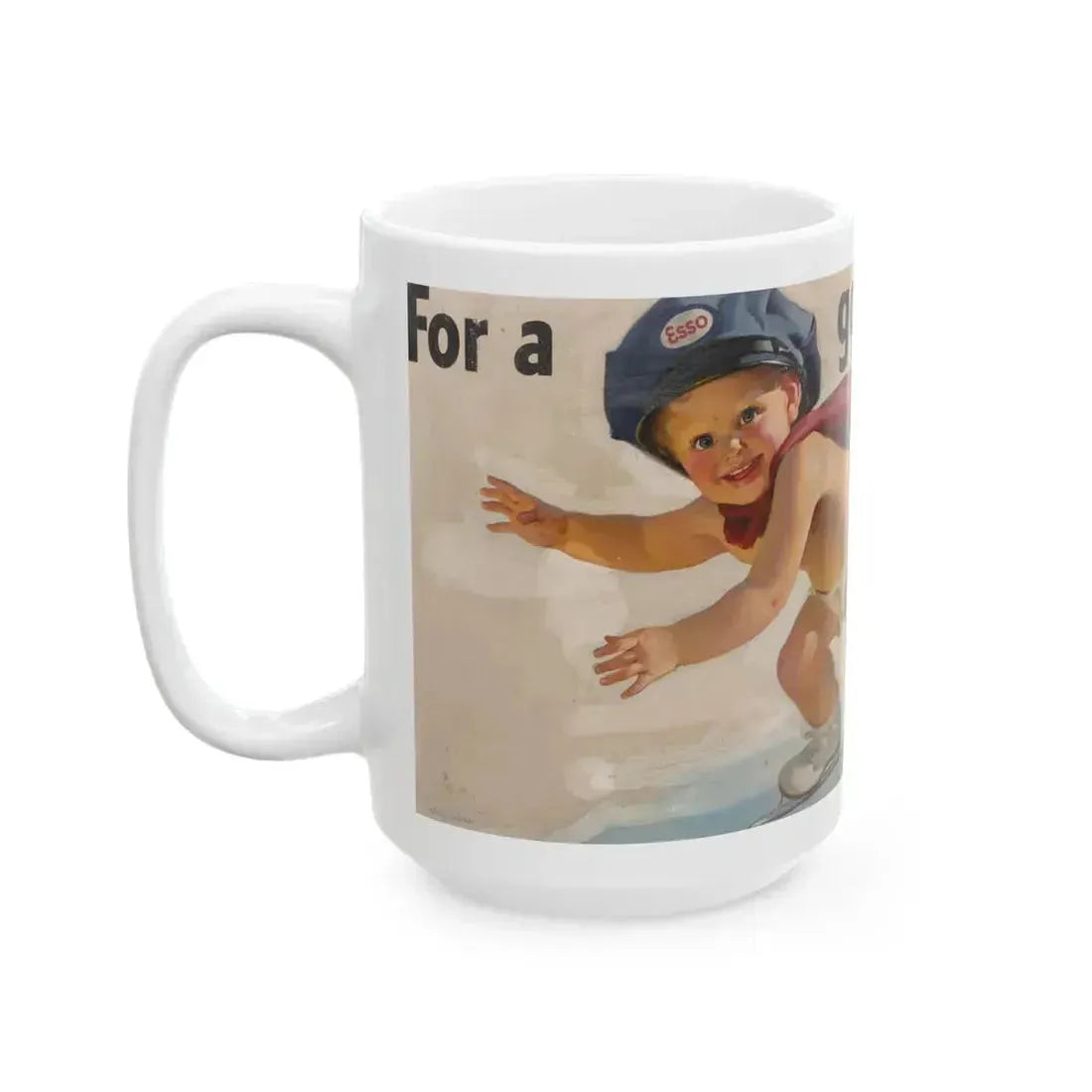 For a Good Start, Esso Oil advertisement, 1950 - White Coffee Mug - Go Mug Yourself
