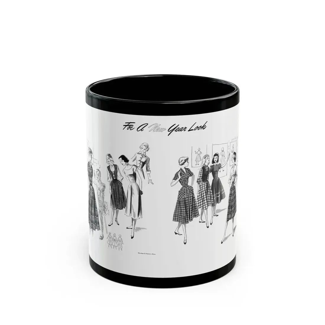 For A New Year Look, The American Girl, January 1951 - Black Coffee Mug 11oz - Go Mug Yourself