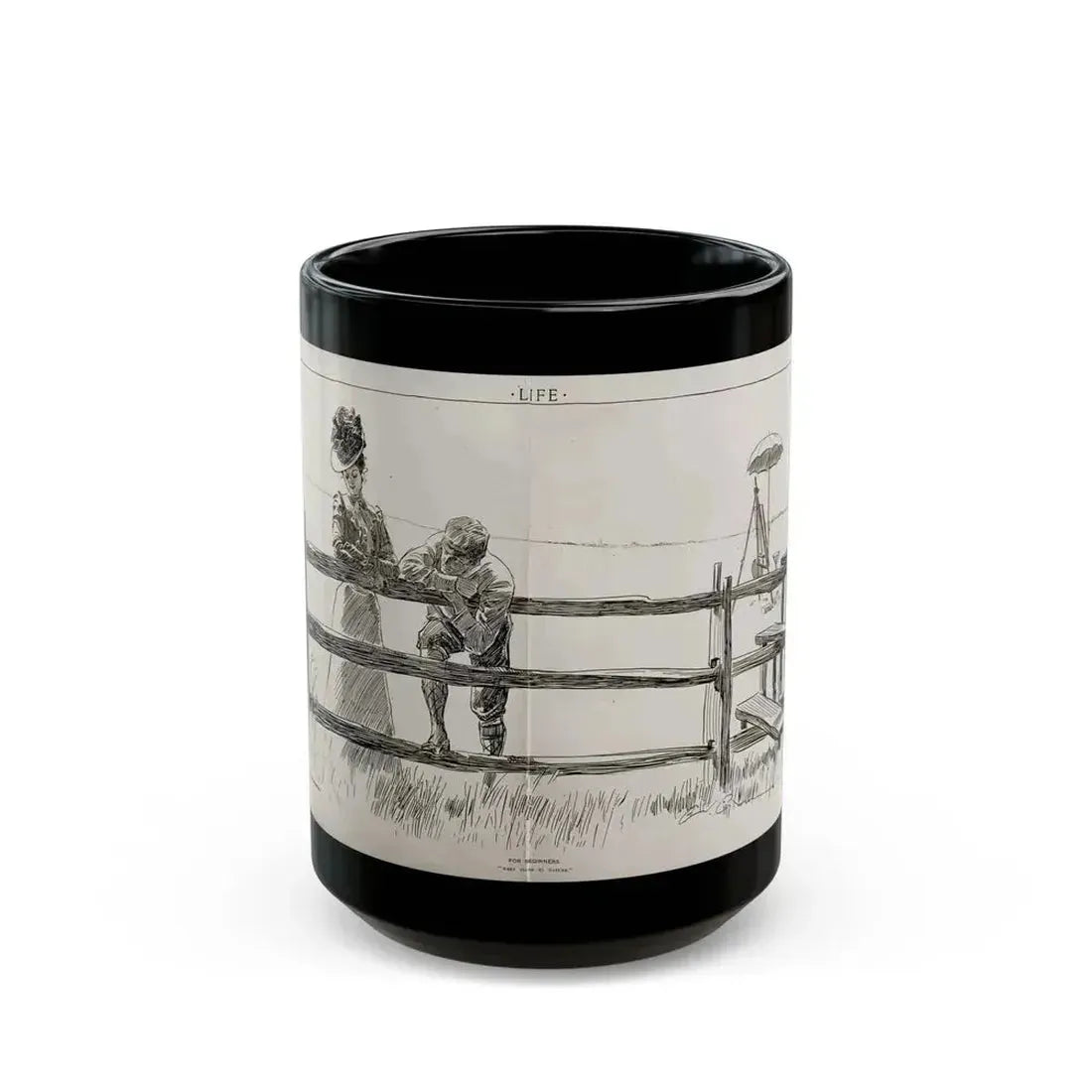For Beginners, Life magazine, August 9, 1900 - Black Coffee Mug 15oz - Go Mug Yourself
