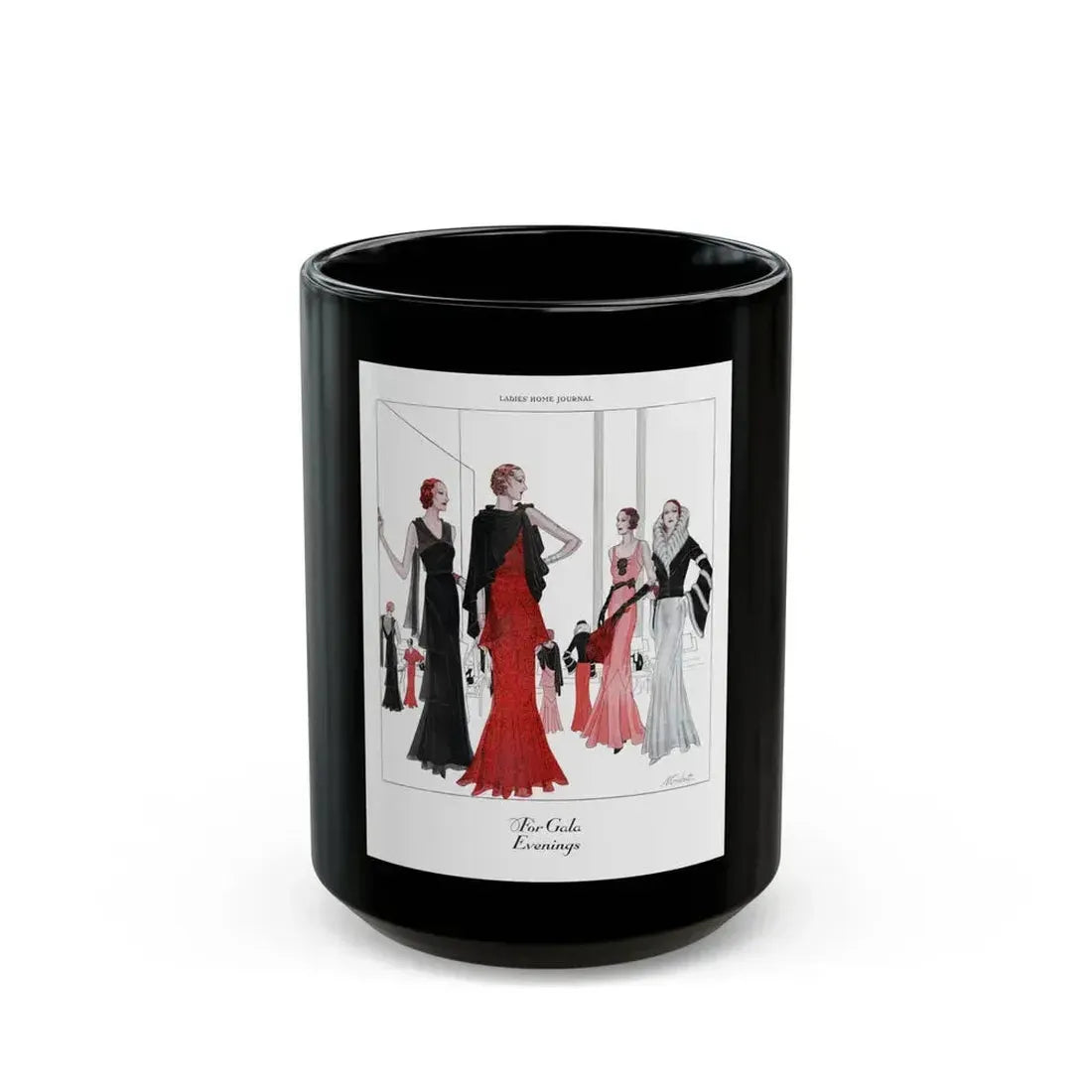 For Gala Evenings, Ladies' Home Journal, December 1931 - Black Coffee Mug 15oz - Go Mug Yourself
