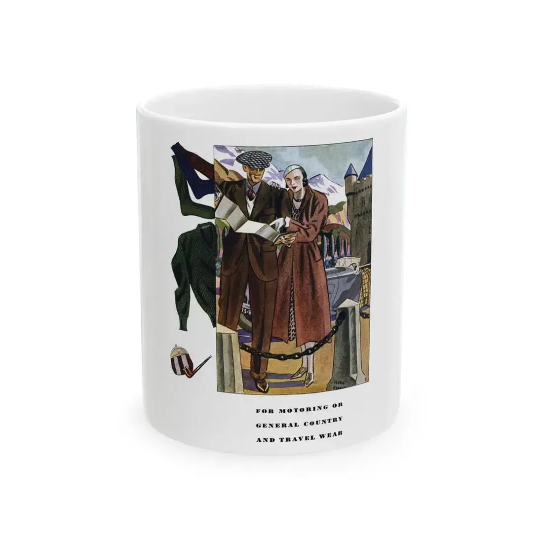 For Motoring Or General Country..., Esquire, January 1934 - White Coffee Mug 11oz - Go Mug Yourself