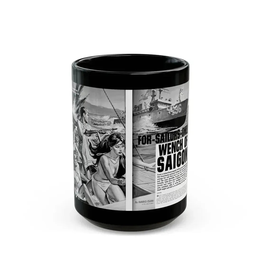 For-Sailors-Only Wench of Saigon, Men magazine, January 1965 - Black Coffee Mug 15oz - Go Mug Yourself