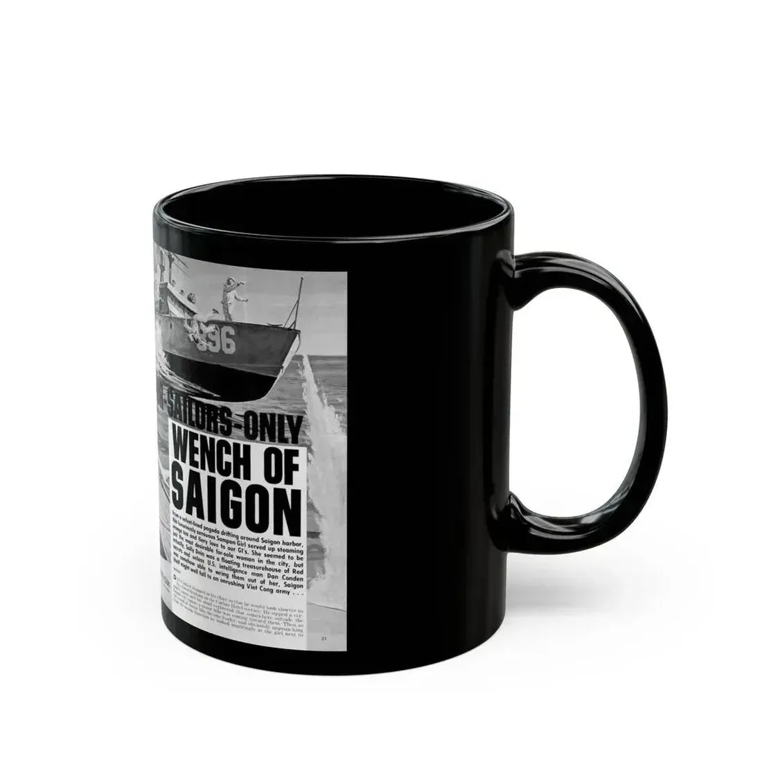 For-Sailors-Only Wench of Saigon, Men magazine, January 1965 - Black Coffee Mug - Go Mug Yourself