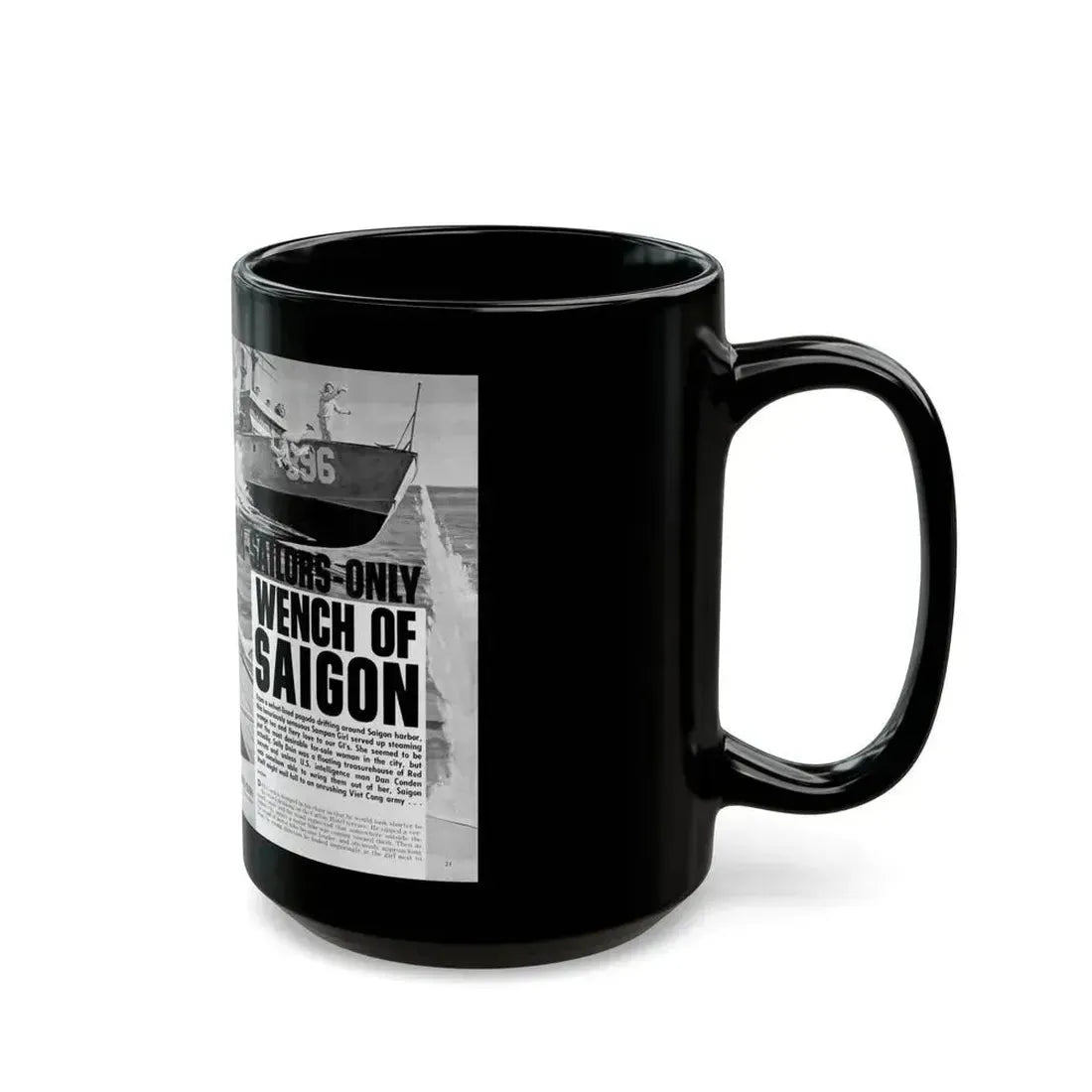 For-Sailors-Only Wench of Saigon, Men magazine, January 1965 - Black Coffee Mug - Go Mug Yourself