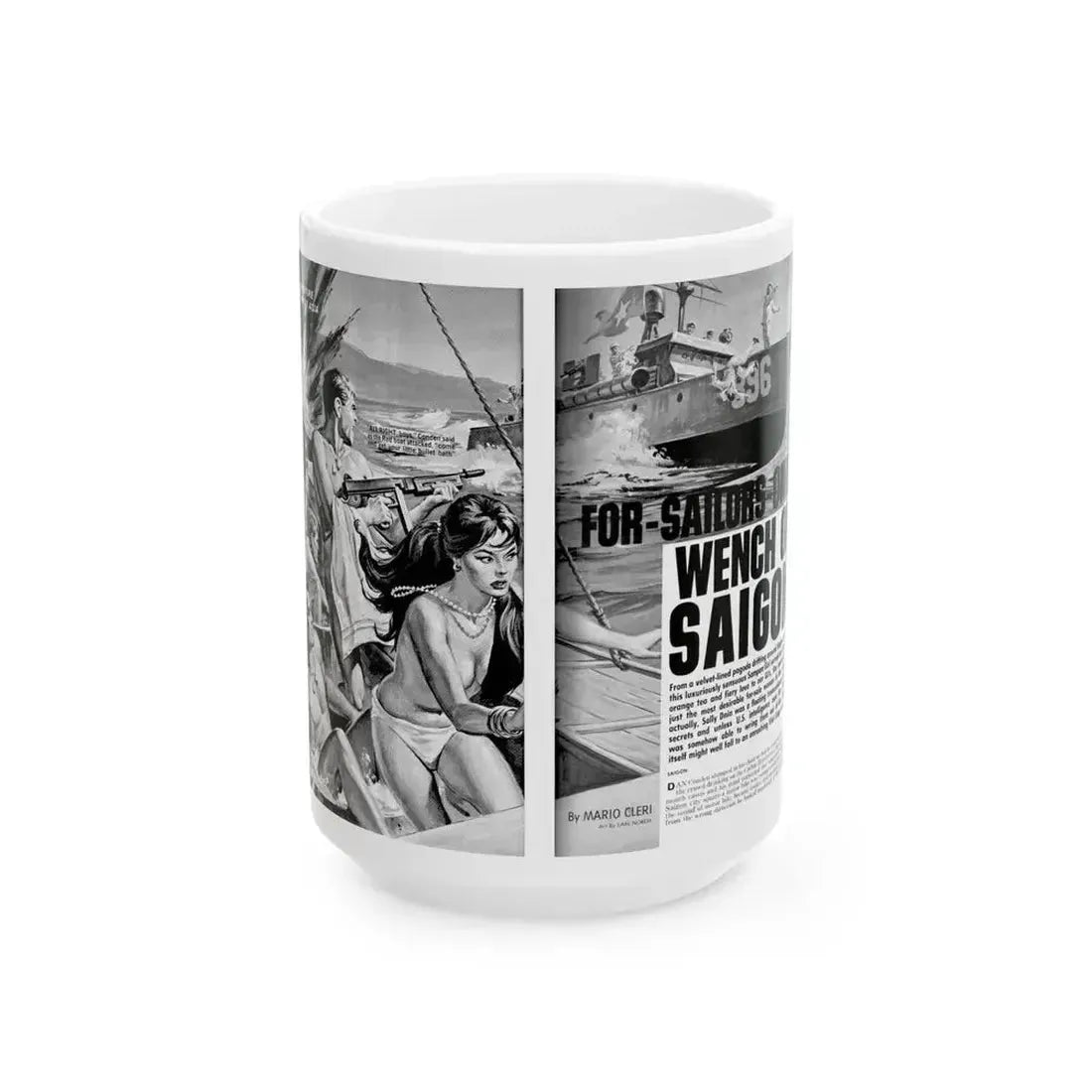 For-Sailors-Only Wench of Saigon, Men magazine, January 1965 - White Coffee Mug 15oz - Go Mug Yourself