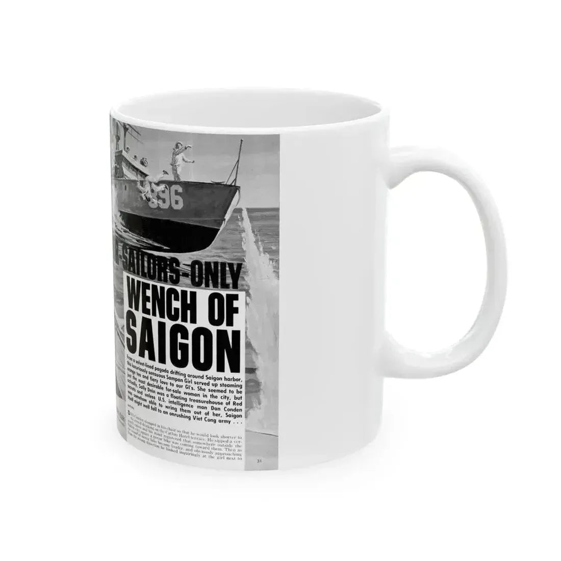 For-Sailors-Only Wench of Saigon, Men magazine, January 1965 - White Coffee Mug - Go Mug Yourself