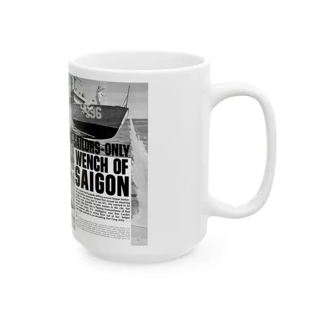 For-Sailors-Only Wench of Saigon, Men magazine, January 1965 - White Coffee Mug - Go Mug Yourself