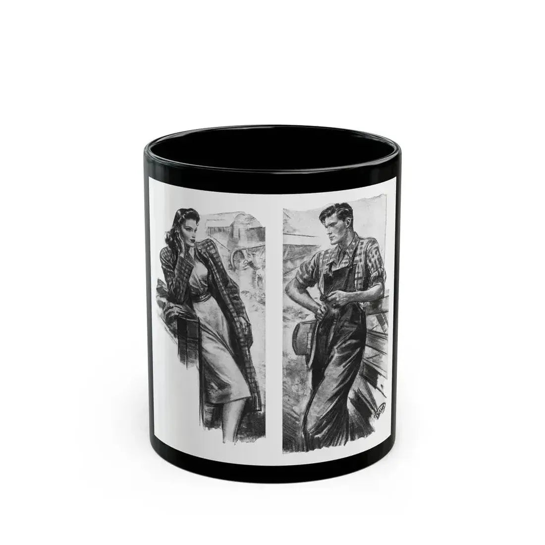 For Snow On The High Ground by Ruth Cameron Ward (2), Woman And Home, 1942 - Black Coffee Mug 11oz - Go Mug Yourself