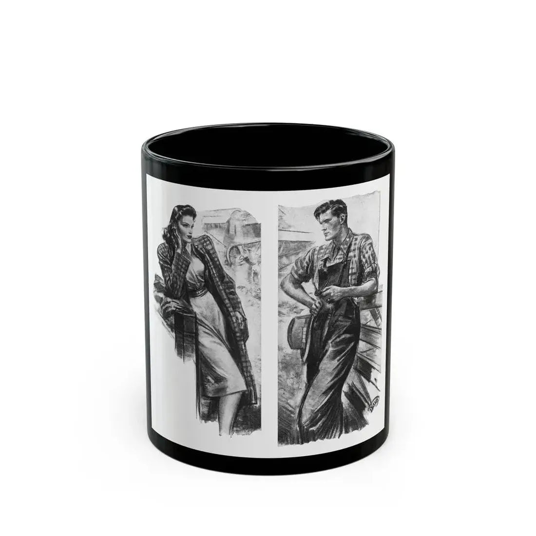 For Snow On The High Ground by Ruth Cameron Ward (2), Woman And Home, 1942 - Black Coffee Mug 11oz - Go Mug Yourself