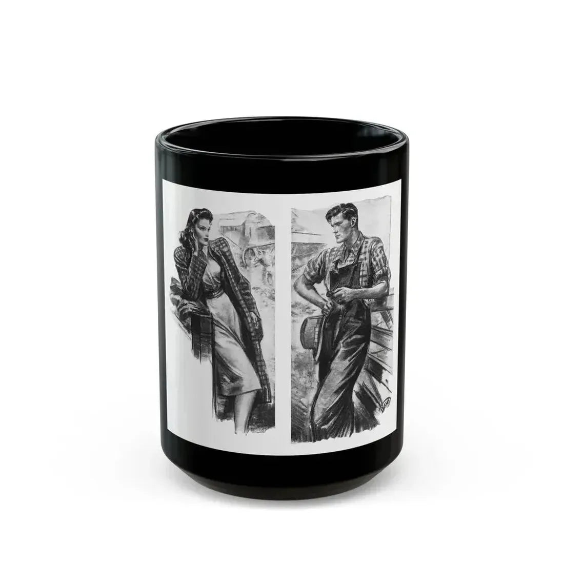 For Snow On The High Ground by Ruth Cameron Ward (2), Woman And Home, 1942 - Black Coffee Mug 15oz - Go Mug Yourself
