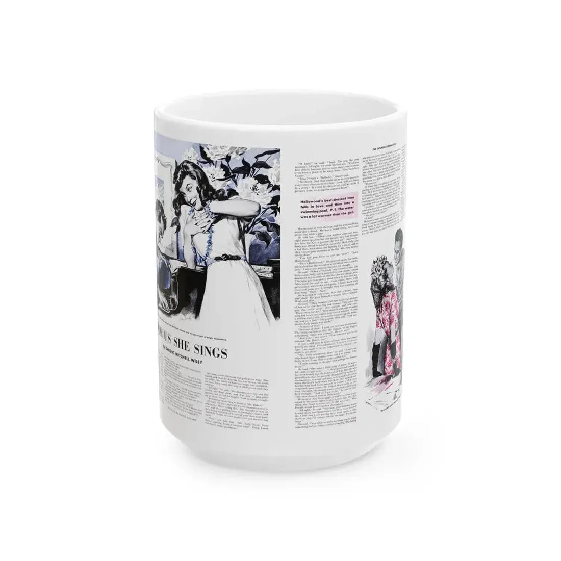 For Us She Sings, Saturday Evening Post, August 21, 1943 - White Coffee Mug 15oz - Go Mug Yourself