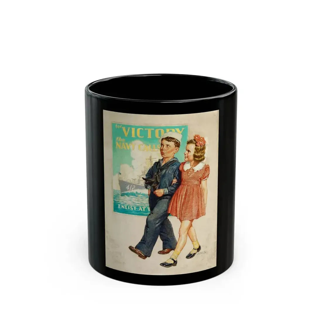 For Victory the Navy Calls - Black Coffee Mug 11oz - Go Mug Yourself