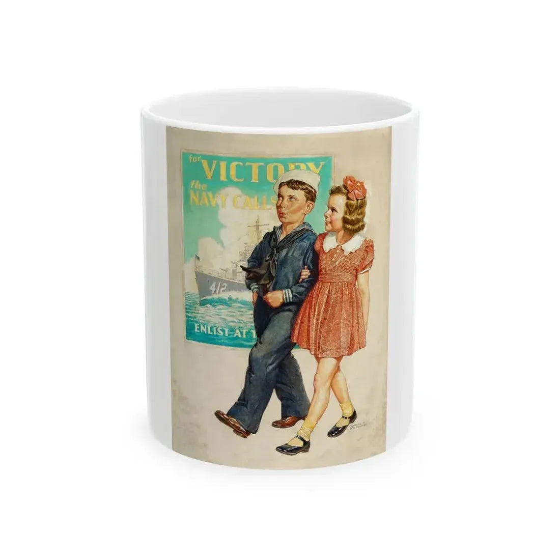 For Victory the Navy Calls - White Coffee Mug 11oz - Go Mug Yourself